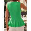 image:imageCicy Bell Womens Pleated Peplum Tank Tops Fitted Blouses Fall SweatersCute Green