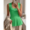 image:imageCicy Bell Womens Pleated Peplum Tank Tops Fitted Blouses Fall SweatersCute Green