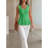 image:imageCicy Bell Womens Pleated Peplum Tank Tops Fitted Blouses Fall SweatersCute Green