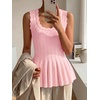 image:imageCicy Bell Womens Pleated Peplum Tank Tops Fitted Blouses Fall SweatersCute Pink