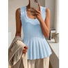 image:imageCicy Bell Womens Pleated Peplum Tank Tops Fitted Blouses Fall SweatersCute Sky Blue