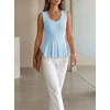 image:imageCicy Bell Womens Pleated Peplum Tank Tops Fitted Blouses Fall SweatersCute Sky Blue