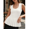 image:imageCicy Bell Womens Pleated Peplum Tank Tops Fitted Blouses Fall SweatersCute White