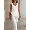 image:imageCicy Bell Womens Pleated Peplum Tank Tops Fitted Blouses Fall SweatersCute White