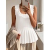 image:imageCicy Bell Womens Pleated Peplum Tank Tops Fitted Blouses Fall SweatersCute White