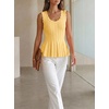 image:imageCicy Bell Womens Pleated Peplum Tank Tops Fitted Blouses Fall SweatersCute Yellow
