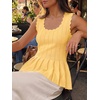 image:imageCicy Bell Womens Pleated Peplum Tank Tops Fitted Blouses Fall SweatersCute Yellow