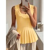 image:imageCicy Bell Womens Pleated Peplum Tank Tops Fitted Blouses Fall SweatersCute Yellow