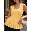 image:imageCicy Bell Womens Pleated Peplum Tank Tops Fitted Blouses Fall SweatersCute Yellow
