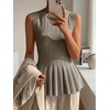 image:imageCicy Bell Womens Pleated Peplum Tank Tops Fitted Blouses Fall SweatersDark Khaki