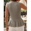 image:imageCicy Bell Womens Pleated Peplum Tank Tops Fitted Blouses Fall SweatersDark Khaki
