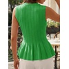 image:imageCicy Bell Womens Pleated Peplum Tank Tops Fitted Blouses Fall SweatersGreen