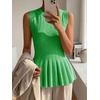 image:imageCicy Bell Womens Pleated Peplum Tank Tops Fitted Blouses Fall SweatersGreen