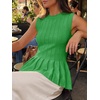 image:imageCicy Bell Womens Pleated Peplum Tank Tops Fitted Blouses Fall SweatersGreen