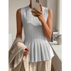 image:imageCicy Bell Womens Pleated Peplum Tank Tops Fitted Blouses Fall SweatersGrey