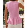 image:imageCicy Bell Womens Pleated Peplum Tank Tops Fitted Blouses Fall SweatersPink