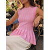 image:imageCicy Bell Womens Pleated Peplum Tank Tops Fitted Blouses Fall SweatersPink