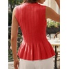image:imageCicy Bell Womens Pleated Peplum Tank Tops Fitted Blouses Fall SweatersRed