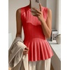 image:imageCicy Bell Womens Pleated Peplum Tank Tops Fitted Blouses Fall SweatersRed