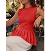 image:imageCicy Bell Womens Pleated Peplum Tank Tops Fitted Blouses Fall SweatersRed