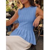 image:imageCicy Bell Womens Pleated Peplum Tank Tops Fitted Blouses Fall SweatersSky Blue