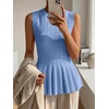 image:imageCicy Bell Womens Pleated Peplum Tank Tops Fitted Blouses Fall SweatersSky Blue