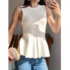 image:imageCicy Bell Womens Pleated Peplum Tank Tops Fitted Blouses Fall SweatersWhite
