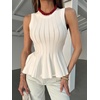 image:imageCicy Bell Womens Pleated Peplum Tank Tops Fitted Blouses Fall SweatersWhite