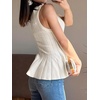 image:imageCicy Bell Womens Pleated Peplum Tank Tops Fitted Blouses Fall SweatersWhite