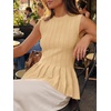 image:imageCicy Bell Womens Pleated Peplum Tank Tops Fitted Blouses Fall SweatersYellow