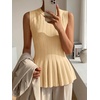 image:imageCicy Bell Womens Pleated Peplum Tank Tops Fitted Blouses Fall SweatersYellow