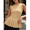 image:imageCicy Bell Womens Pleated Peplum Tank Tops Fitted Blouses Fall SweatersYellow