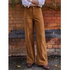 image:imageCicy Bell Womens Suede Pants High Waisted Straight Leg Fall Casual TrousersBrown