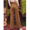 image:imageCicy Bell Womens Suede Pants High Waisted Straight Leg Fall Casual TrousersBrown