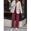 image:imageCicy Bell Womens Suede Pants High Waisted Straight Leg Fall Casual TrousersBurgundy