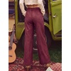 image:imageCicy Bell Womens Suede Pants High Waisted Straight Leg Fall Casual TrousersBurgundy