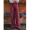 image:imageCicy Bell Womens Suede Pants High Waisted Straight Leg Fall Casual TrousersBurgundy