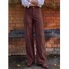 image:imageCicy Bell Womens Suede Pants High Waisted Straight Leg Fall Casual TrousersCoffee