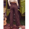 image:imageCicy Bell Womens Suede Pants High Waisted Straight Leg Fall Casual TrousersCoffee