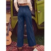 image:imageCicy Bell Womens Suede Pants High Waisted Straight Leg Fall Casual TrousersDark Blue