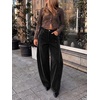 image:imageCicy Bell Womens Velvet Barrel Pants High Waisted Seam Wide Leg TrousersBlack