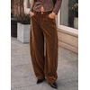 image:imageCicy Bell Womens Velvet Barrel Pants High Waisted Seam Wide Leg TrousersBrown