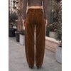 image:imageCicy Bell Womens Velvet Barrel Pants High Waisted Seam Wide Leg TrousersBrown