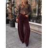 image:imageCicy Bell Womens Velvet Barrel Pants High Waisted Seam Wide Leg TrousersBurgundy