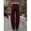 image:imageCicy Bell Womens Velvet Barrel Pants High Waisted Seam Wide Leg TrousersBurgundy