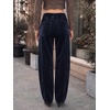 image:imageCicy Bell Womens Velvet Barrel Pants High Waisted Seam Wide Leg TrousersDark Blue