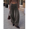 image:imageCicy Bell Womens Velvet Barrel Pants High Waisted Seam Wide Leg TrousersGrey