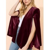 image:imageCicy Bell Womens Velvet Cape Blazer Split Long Sleeve Open Front JacketBurgundy
