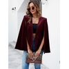 image:imageCicy Bell Womens Velvet Cape Blazer Split Long Sleeve Open Front JacketBurgundy