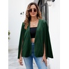 image:imageCicy Bell Womens Velvet Cape Blazer Split Long Sleeve Open Front JacketDark Green